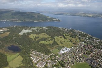 General oblique aerial view of Cowal Golf Course and Holy Loch, looking NE.