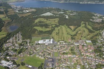 Oblique aerial view of Cowal Golf Course, looking N.