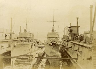 British destroyer HMS Marvel and British destroyer HMS Menace in dock