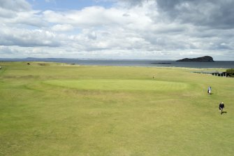 18th green from balcony of clubhouse to south.