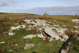 A collapsed skeo at Tarf, Swona, looking E.