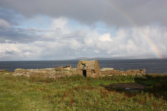 View of enclosures and outhouse, Swona, looking SW.