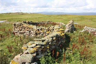 View of collapsed skeo, the Tarf, Swona, looking W.