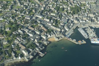 Oblique aerial view of Lerwick Harbour, looking W.