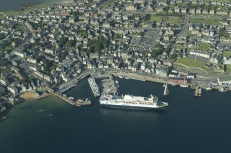 Oblique aerial view of Lerwick Harbour, looking WSW.