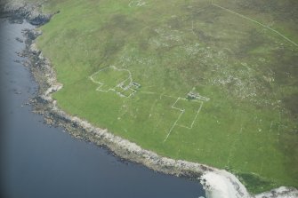 Oblique aerial view of Ward of Clugan, Unst, looking WSW.