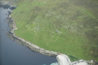 Oblique aerial view of Ward of Clugan, Unst, looking WSW.