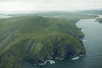 Oblique aerial view of Saxa Vord, Unst, looking S.