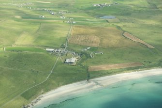 Oblique aerial view of Quendale, looking N.