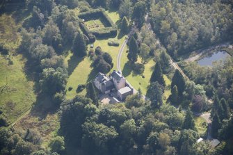 Oblique aerial view of Duchray Castle, looking SSE.