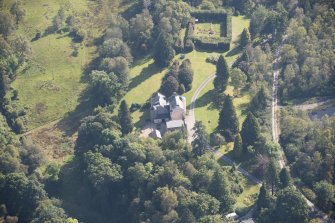 Oblique aerial view of Duchray Castle, looking ESE.