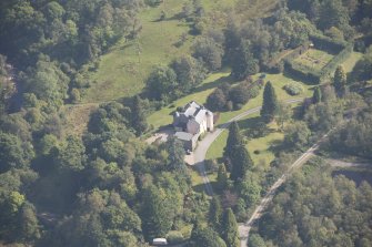 Oblique aerial view of Duchray Castle, looking ENE.