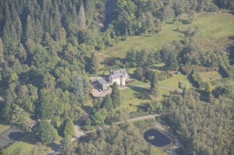 Oblique aerial view of Duchray Castle, looking NNE.