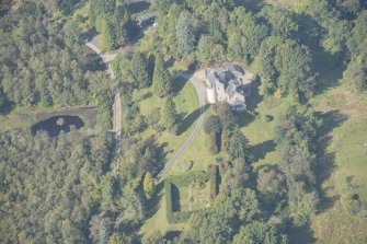 Oblique aerial view of Duchray Castle, looking WNW.
