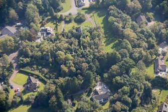 Oblique aerial view of Buchanan Castle, looking ESE.