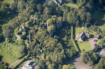 Oblique aerial view of Buchanan Castle, looking WSW.