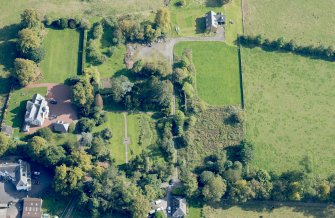 Oblique aerial view of Kilmaronock Castle and Kilmaronock House, looking ENE.