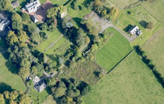 Oblique aerial view of Kilmaronock Castle and Kilmaronock House, looking NE.