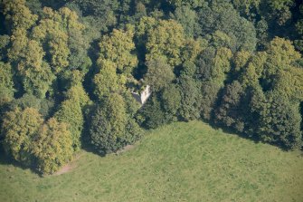 Oblique aerial view of Kilmahew Castle, looking NE.