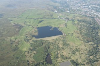 Oblique aerial view of Greenock Whinhill Golf Course and Whinhill Reservoir, looking W.