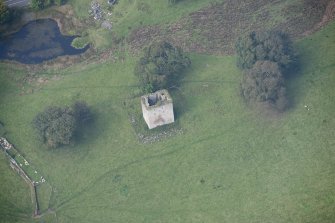 Oblique aerial view of Barr Castle, looking NW.
