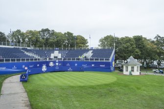 1st tee from south west, view from temporary grandstand.