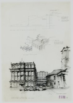 Perspective sketch of George Hotel Extension from George Street (South pavement)