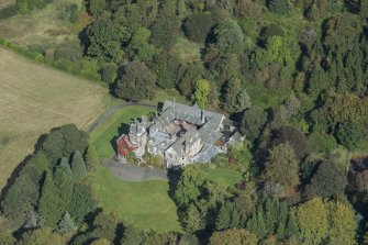 Oblique aerial view of Craigallian Country House, looking N.