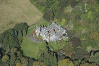 Oblique aerial view of Craigallian Country House, looking NW.