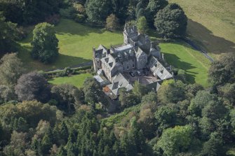 Oblique aerial view of Craigallian Country House, looking SW.