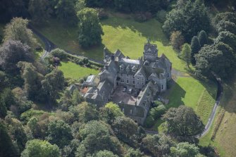 Oblique aerial view of Craigallian Country House, looking S.