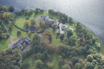 Oblique aerial view of Bardowie Castle, looking S.