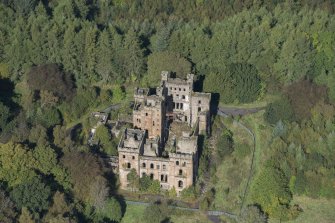 Oblique aerial view of Lennox Castle, looking NNW.