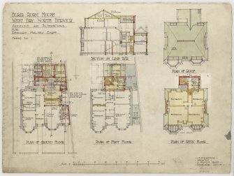 Additions and alterations to Blair Adam House for Reginald Halsey.
Plans and section.