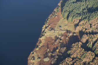 Oblique aerial view of Portmark farmstead and S end of tracked target range, looking N.