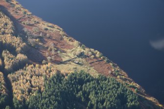 Oblique aerial view of Portmark farmstead and S end of tracked target range, looking WSW.