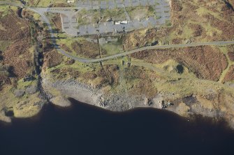 Oblique aerial view of the Macnabstone military camp and the sewage plant, looking W.