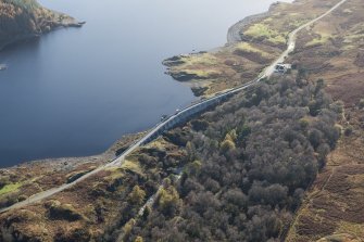 Oblique aerial view of Loch Doon Dam, looking SSE.