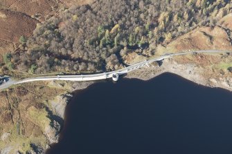 Oblique aerial view of Loch Doon Dam, looking WNW.