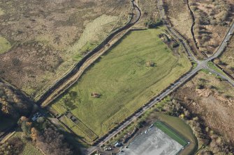 Oblique aerial view of the Bogton airfield, looking W.