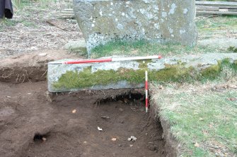 Photograph from archaeological excavation of John Bell's Stone, Stabalisation project, Castle Fraser