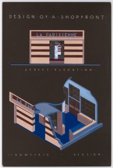 Design of a Shopfront, Street Elevation and Isometric Section