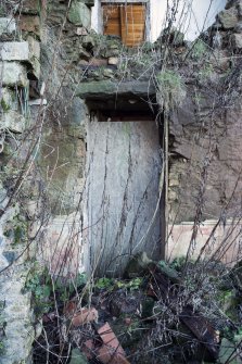 Exterior. Detail of doorway on north elevation.