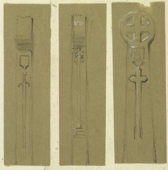 Three sketches of Eccles Market Cross at Crosshall.