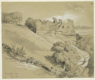 Drawing of Innerwick Castle.