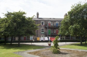 General view of the internal courtyard of Rosemount Buildings, Gardner's Crescent, Edinburgh, taken from the east.