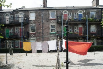 General view of the internal courtyard of Rosemount Buildings, Gardner's Crescent, Edinburgh, taken from the east.