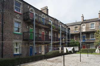 General view of the internal balconies of Rosemount Buildings, Gardner's Crescent, Edinburgh, taken from the south.