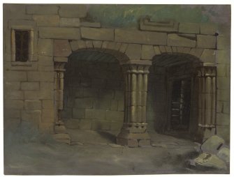 Drawing of loggia at Castle Campbell.