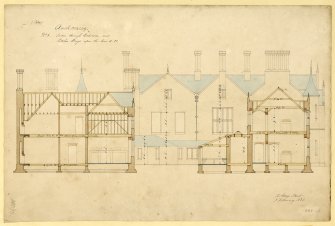 Section through bedroom and kitchen wings at Auchmacoy House.
